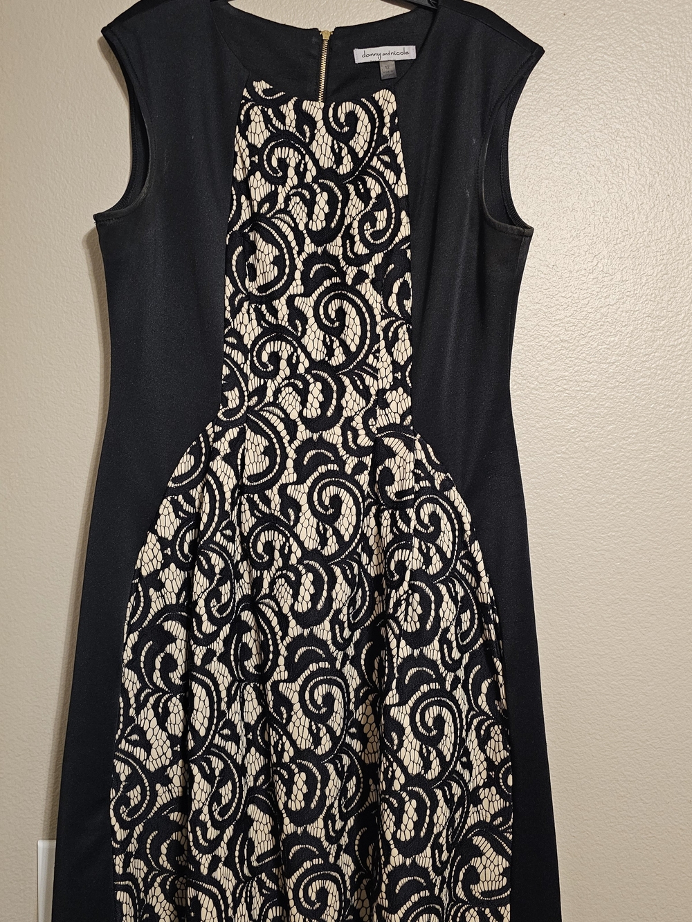 Black Dress with Cream & Lace Panel